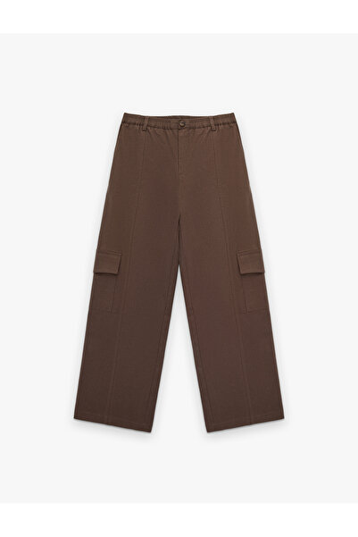 Koton Cotton Gabardine Buttoned Comfortable Fit Cargo Pocket Trousers
