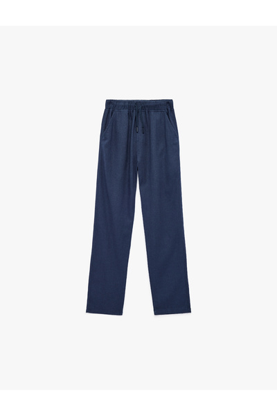 Koton Базови панталони от лен и вискоза с връзки на талията