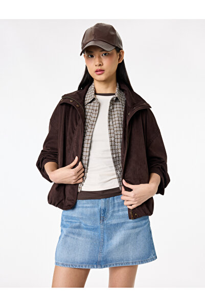 Koton Cotton Pocketed Buttoned Mini A-Line Denim Skirt