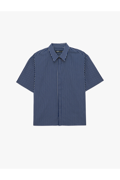 Koton Comfortable Fit Short Sleeve Classic Collar Cotton Striped Shirt