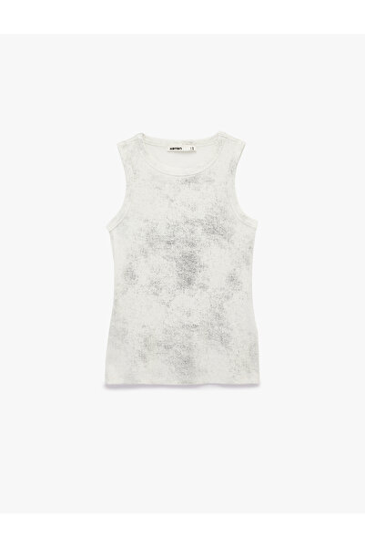 Koton Glittery Abstract Printed Crew Neck Slim Fit Tank Top