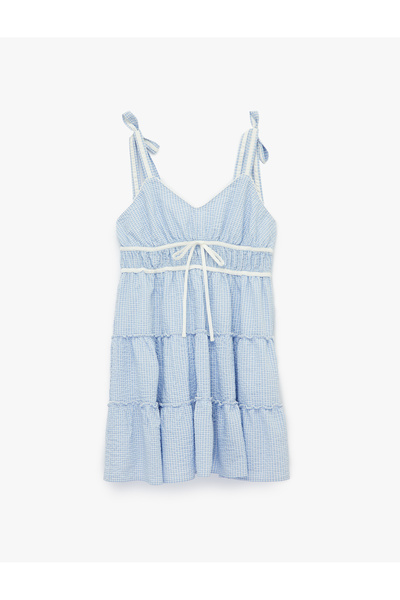 Koton Міні-сукня без рукавів, зі шнурівкою, з V-подібним вирізом, на бретельк...