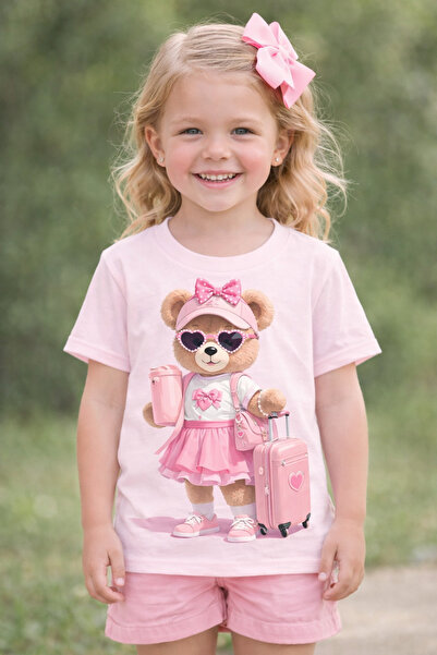 Tiny and Co 100% Cotton Children's T-Shirt with Sweet Suitcase and Teddy Bear...