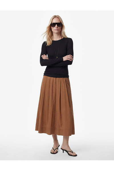 Koton Φούστα μίντι από ύφασμα Modal με τσέπες, πιέτες και ρίγες