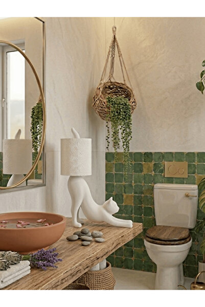 Dumledo White Stretchable Cat Toilet Paper Holder |   Decorative Toilet Paper...