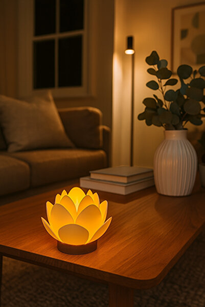 zulya Lotus Çiçeği LED Mumluk – Modern Dekoratif Gece Lambası | Şık Ortam Ayd...