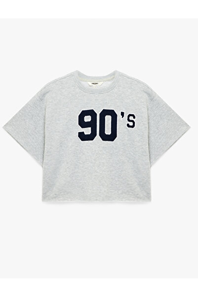 Koton Άνετο αθλητικό μπλουζάκι με κοντό μανίκι και στάμπα στον λαιμό