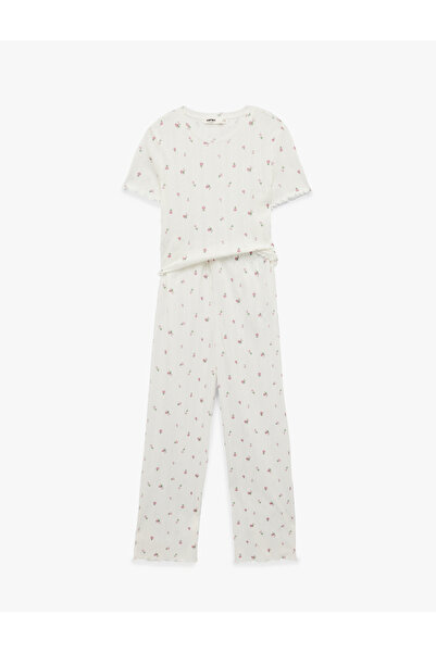 Koton Cotton Short Sleeve Crew Neck Floral Print Pajama Set - Set of 2