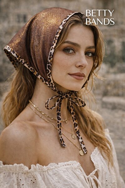 Handmade Betty Bands Leopard Detailed Sparkling Bandana Scarf – Casual & Styl...