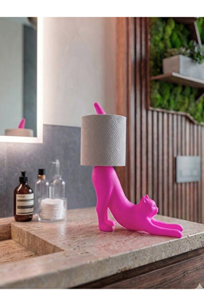Dumledo Pink Stretching Cat Toilet Paper Holder |   Decorative Toilet Paper H...