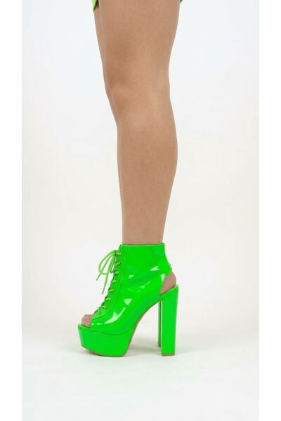 Tarz Topuklar Γυναικεία παπούτσια Elara Neon Green Patent Leather Platform με...