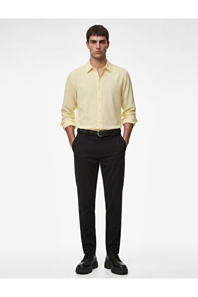 Koton Regular Fit Button-Down Collar Long Sleeve Linen Shirt