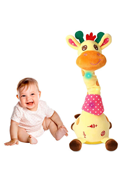 Generic لعبة زرافة تغني وترقص وتكرر ما تقوله، مع أضواء LED متوهجة، تقليد صوتي...