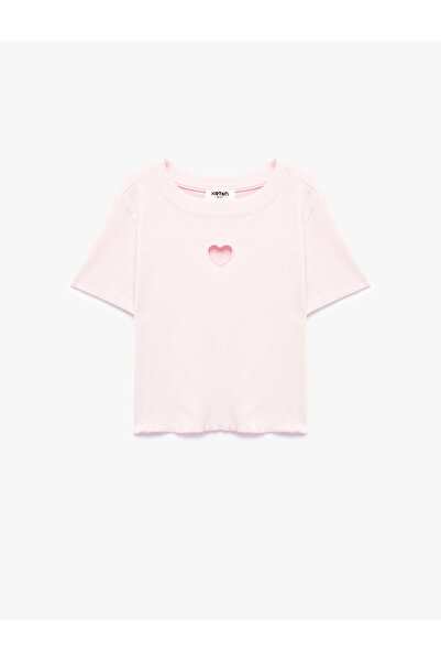 Koton Βαμβακερό κοντομάνικο μπλουζάκι με λεπτομέρεια σε σχήμα καρδιάς