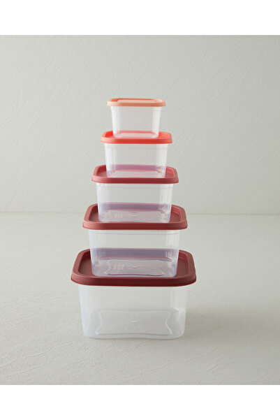 English Home Keep Me Plastik 5'li Saklama Kabı 160-300-500-885-1500 ml Turuncu