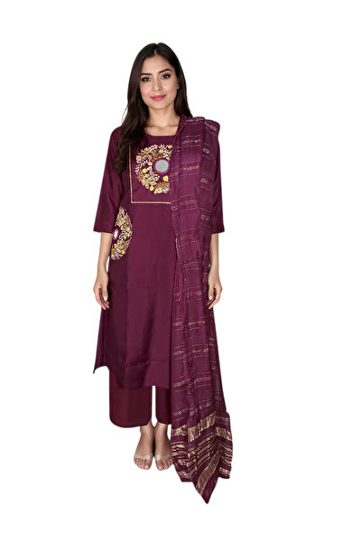 Generic Women's Salwar Kameez with Dupatta, Floral Embroidered, Indian Pakist...