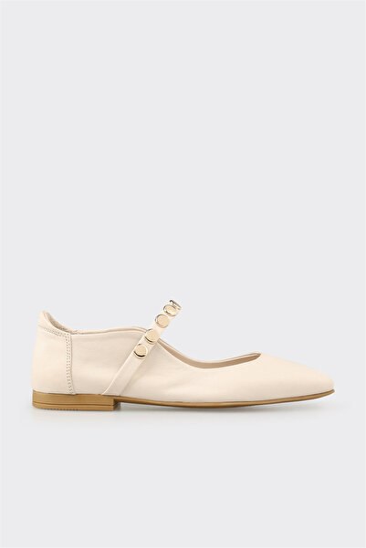 Elle Shoes Bej Deri Kadın Günlük Ayakkabı