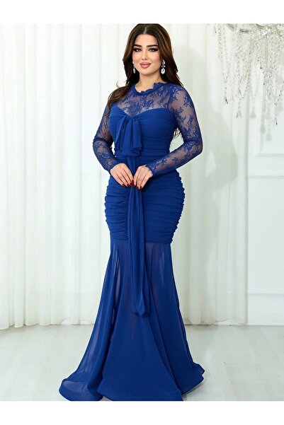 LATEANA Women's Dress in Light Chiffon with High-End Lace