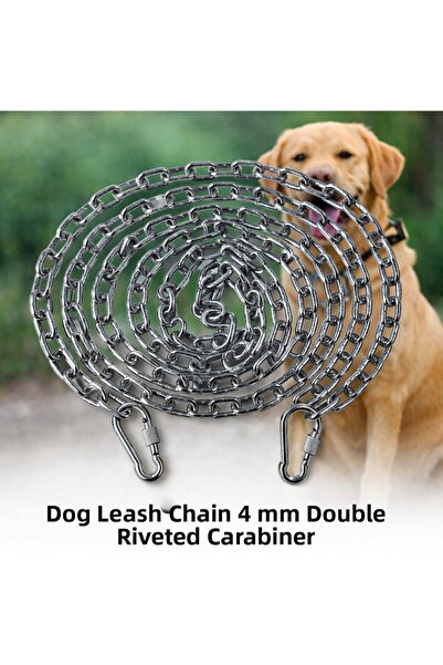 Vi Caro 3 Meters Dog Tie-Out Chain 4 mm Walking Chain + 2 Screwed Carabiners ...