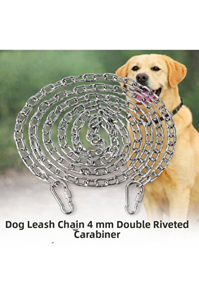 Vi Caro 20 Meters Dog Tie-Out Chain 4 mm Leash + 2 Screwed Carabiners Steel D...