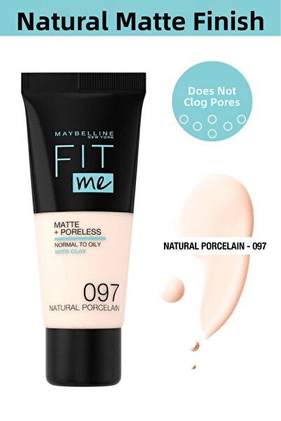 Maybelline New York Fit Me Matte Poreless Foundation - 97 Natural Porcelain