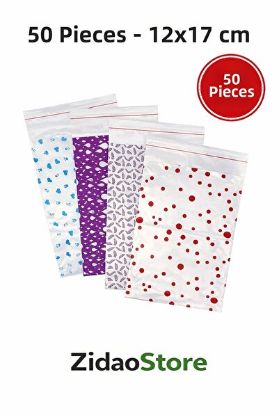 Emrah Gültekin 12X17 cm 50 Pieces Adhesive Gift Bags Mixed Pattern Transparen...