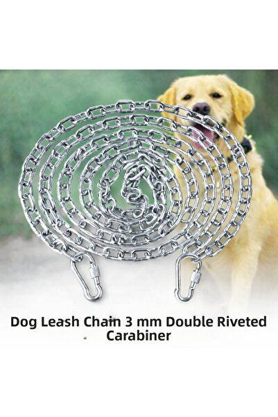 Vi Caro 6 Meters Dog Tie-Out Chain 3 mm Walking Chain + 2 Screwed Carabiners ...