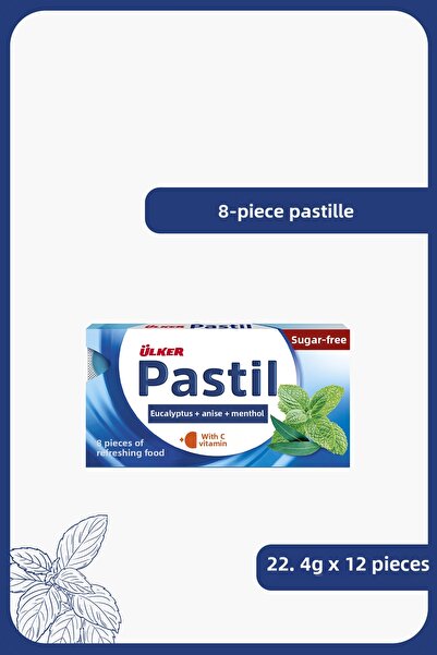 Ülker Pastille 8-Pack - Eucalyptus-Mint-Menthol - 22.4 Grams - 12 Pieces