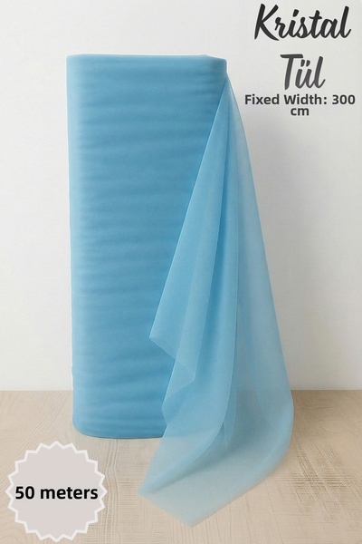 Mortex تول كريستال أزرق فاتح مقاس 50 متر، 3 متر للزينة، مناسب للخطوبة، الزفاف...