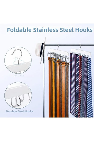 VEXORA GLOBAL Wooden Belt Hanger with 14 Hooks In-Cabinet Organizer Belt Tie Bra Hanger