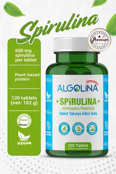 Algolina Spirulina 120 Tablets 600 Mg Vegetable Protein - Food Supplement (2 Pcs)