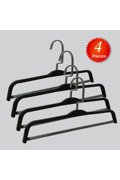 NYN شماعات بناطيل خشبية من BARLI باللون الأسود والنيكل، 4 قطع