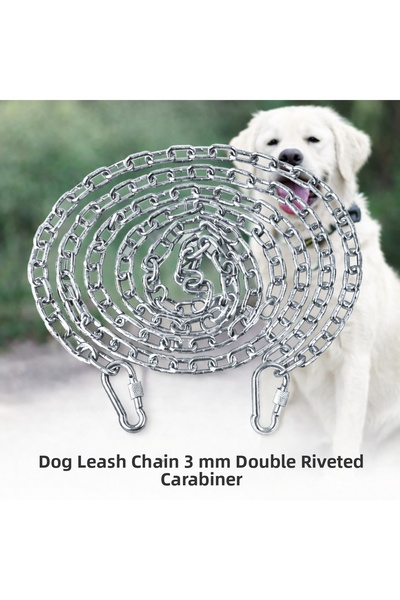 Vi Caro 9 Meters Dog Tie-Out Chain 3 mm Walking Chain + 2 Screwed Carabiners ...