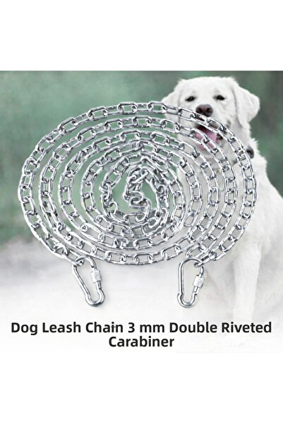 Vi Caro 2 Meters Dog Tie-Out Chain 3 mm Walking Chain + 2 Screwed Carabiners ...