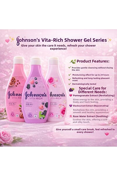 Johnson's مجموعة جل الاستحمام فيتا ريتش المكونة من 3 قطع