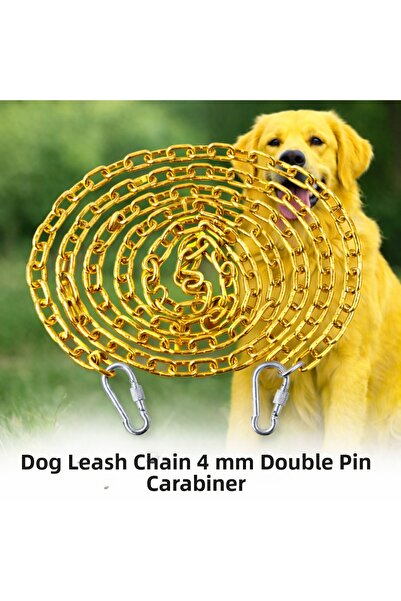 Vi Caro 18 Meters Sari Dog Tie Chain 4 mm Leash with 2 Screw Carabiners Steel...
