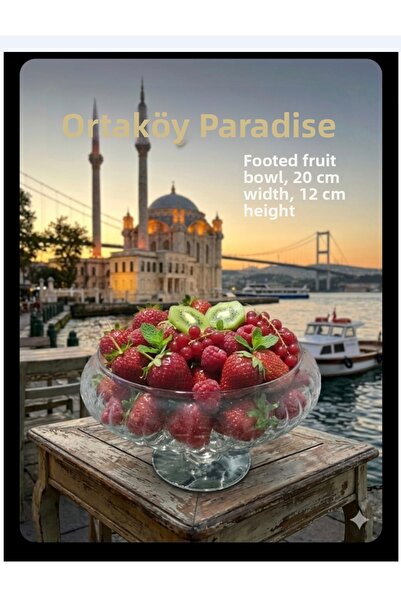 ORTAKÖY CENNETİ Bowl with Glass Legs Strawberry Fruit Bowl 20 cm Width 12 cm ...