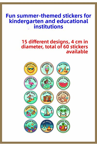 Sim Tasarım Забавен стикер с лятна тематика за детски стаи, детски градини, о...