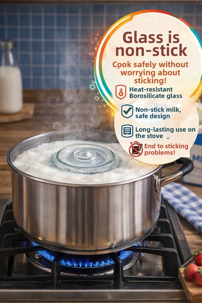 TOYFEST جهاز تحضير الحليب الزجاجي المقاوم للانسكاب، غطاء مقاوم للحرارة من الب...