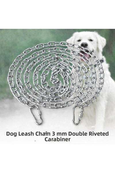 Vi Caro 18 Meters Dog Tie-Out Chain 3 mm Walking Chain + 2 Screwed Carabiners...