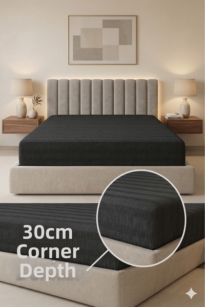 Miabella Home 100% Cotton Dobby Double Elastic Fitted Sheet Soft Textured Sin...