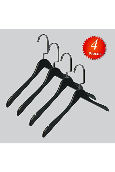 NYN Wooden (Black Nickel Hook) Shirt, T-Shirt, Blouse, Dress Hangers 4 Pieces