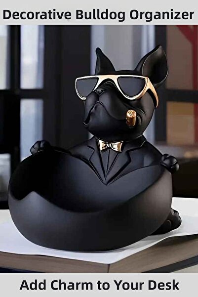 Trend Store تمثال كلب البولدوغ المزخرف، وعاء للحلوى، صندوق لحفظ المفاتيح، ديك...