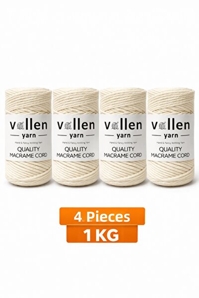vollen yarn Sfoară de macrame Taranan, 3mm, din bumbac, set de 4 bucăți, 1 KG...