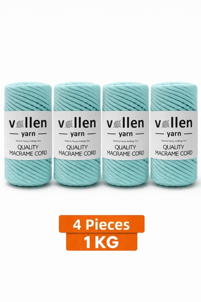 vollen yarn Taranan Macrame Cord 3mm Cotton Macrame Cord 4-Piece 1 kg Set Tar...