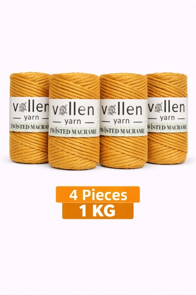 vollen yarn 1 kg, Pachet de 4 bucăți, Sfoară de macrame din bumbac premium cu...