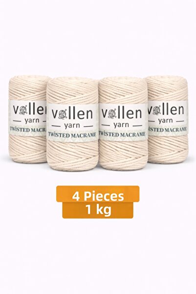 vollen yarn 1 κιλό, Συσκευασία των 4 τεμαχίων, Σχοινί μακραμέ από βαμβάκι Pre...