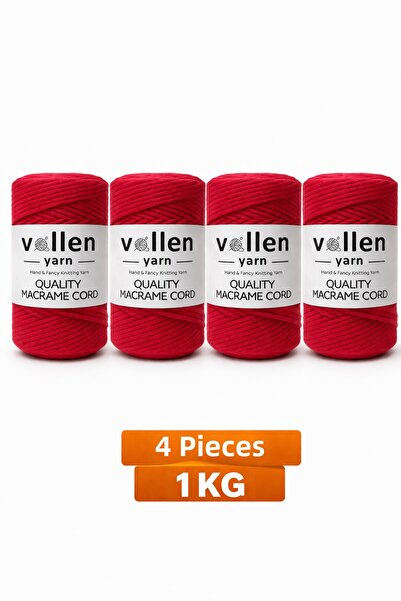 vollen yarn Taranan Macrame Cord 3mm Cotton Macrame Cord 4-Piece 1 kg Set Tar...