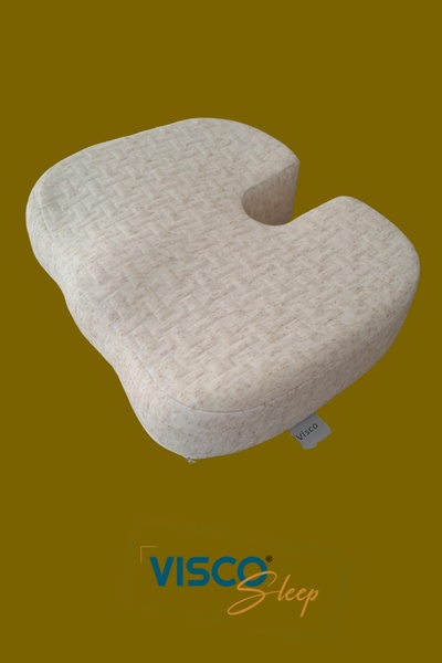 visco sleep وسادة جلوس لتقويم العظام، وسادة فيسكو لدعم الظهر مع غطاء من الكتان