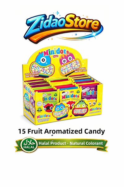 Emrah Gültekin مينيدوتس علكة بنكهة الفواكه 15 قطعة علكة صغيرة حلال ملونة طبيع...